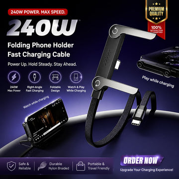 240W 2-in-1 C to C Charging Cable with Phone Stand 1.5m